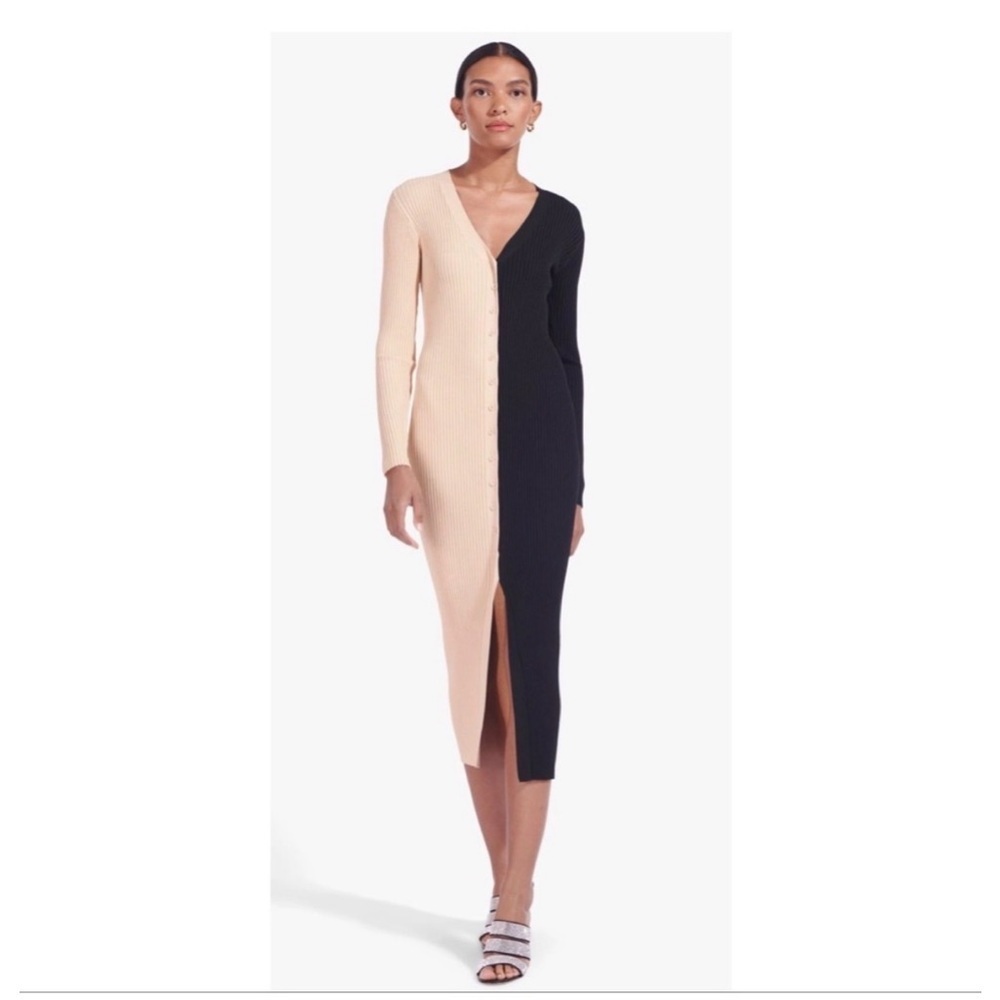 STAUD SHOKO COLORBLOCK SWEATER DRESS - Picture 1 of 5
